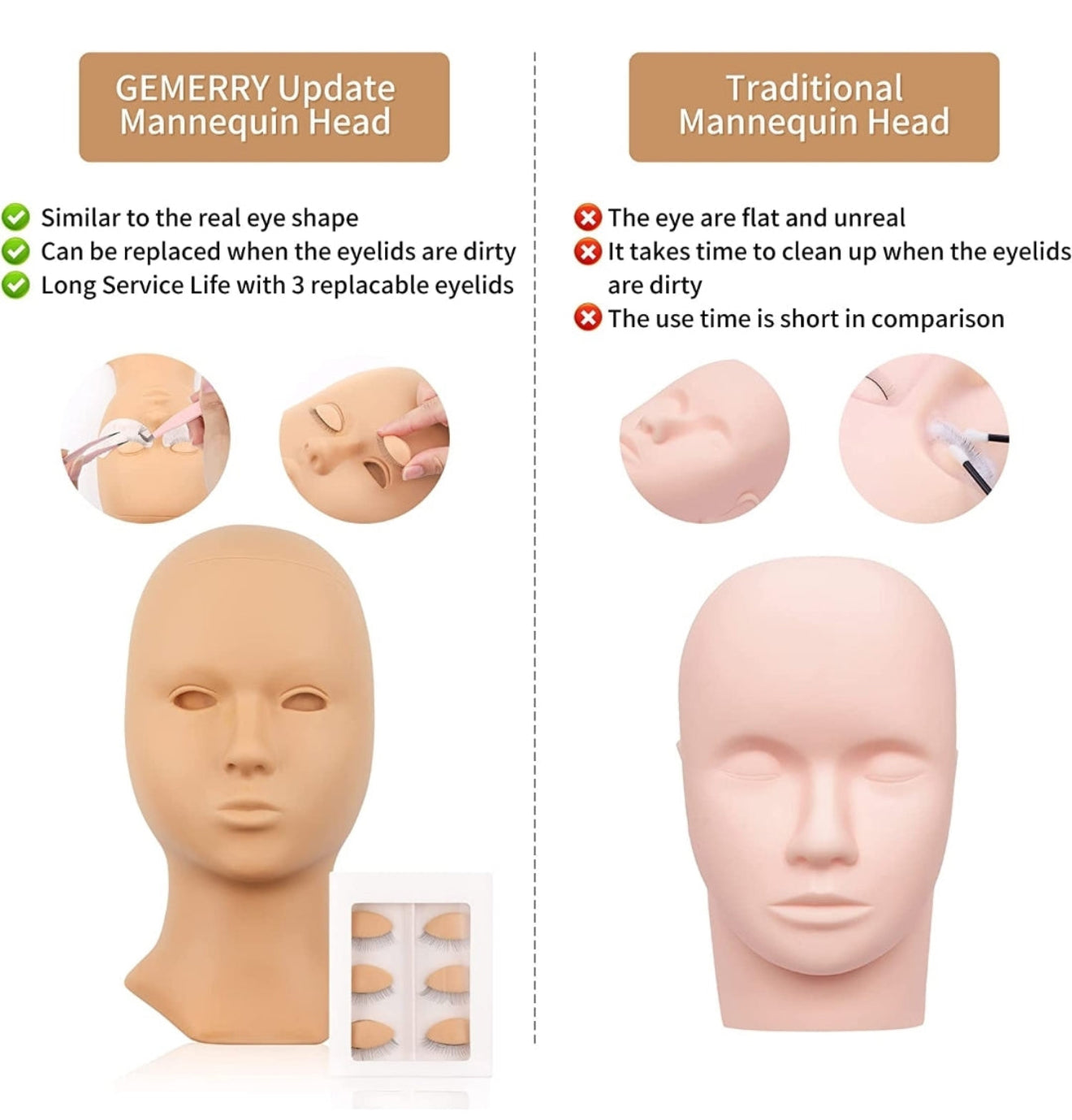 Lash Mannequin Head + pack of Reusable Eyelids