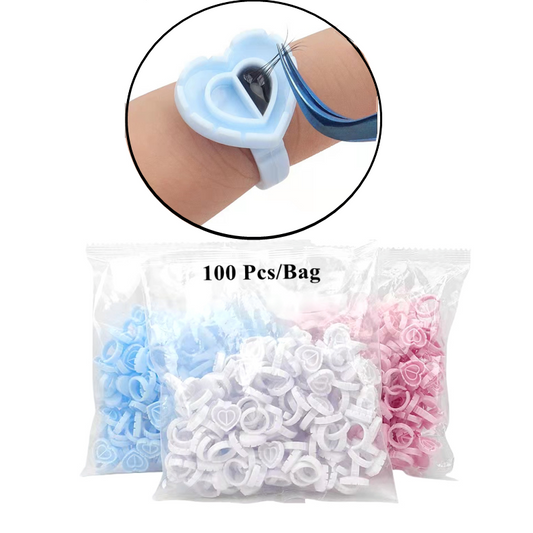 Disposable Glue Rings Heart Shaped 100 Pack